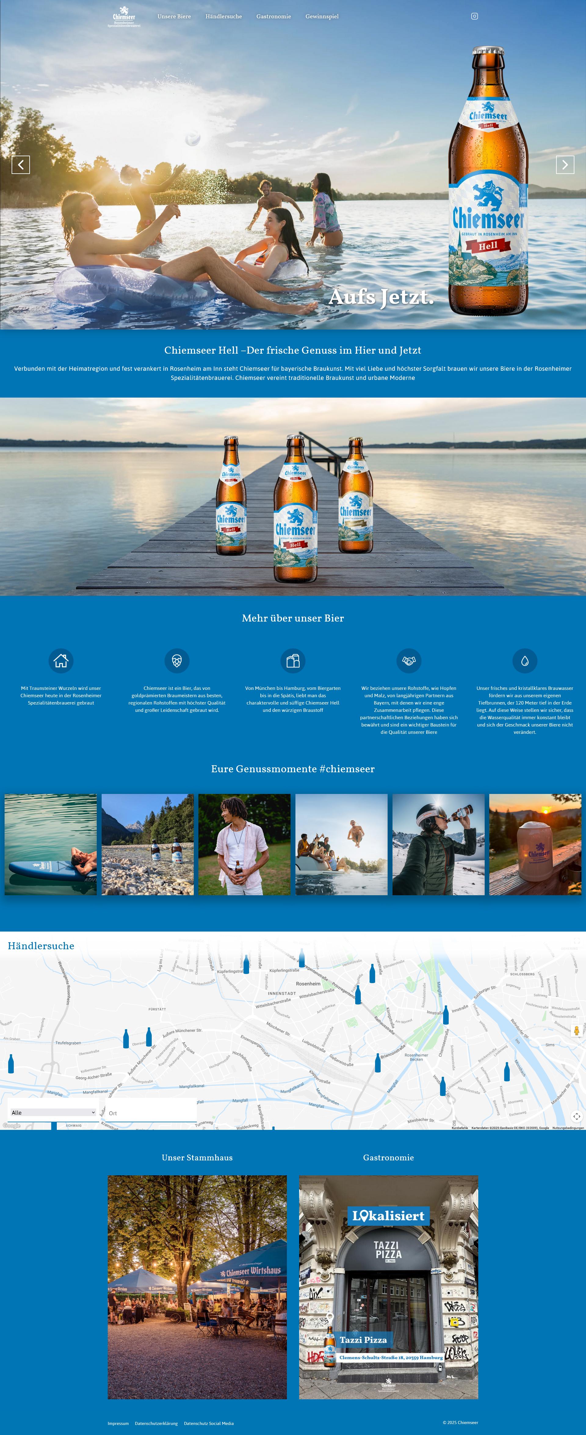 Startseite der Chiemseer-Brauerei.